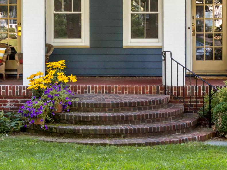 porch steps and flowers