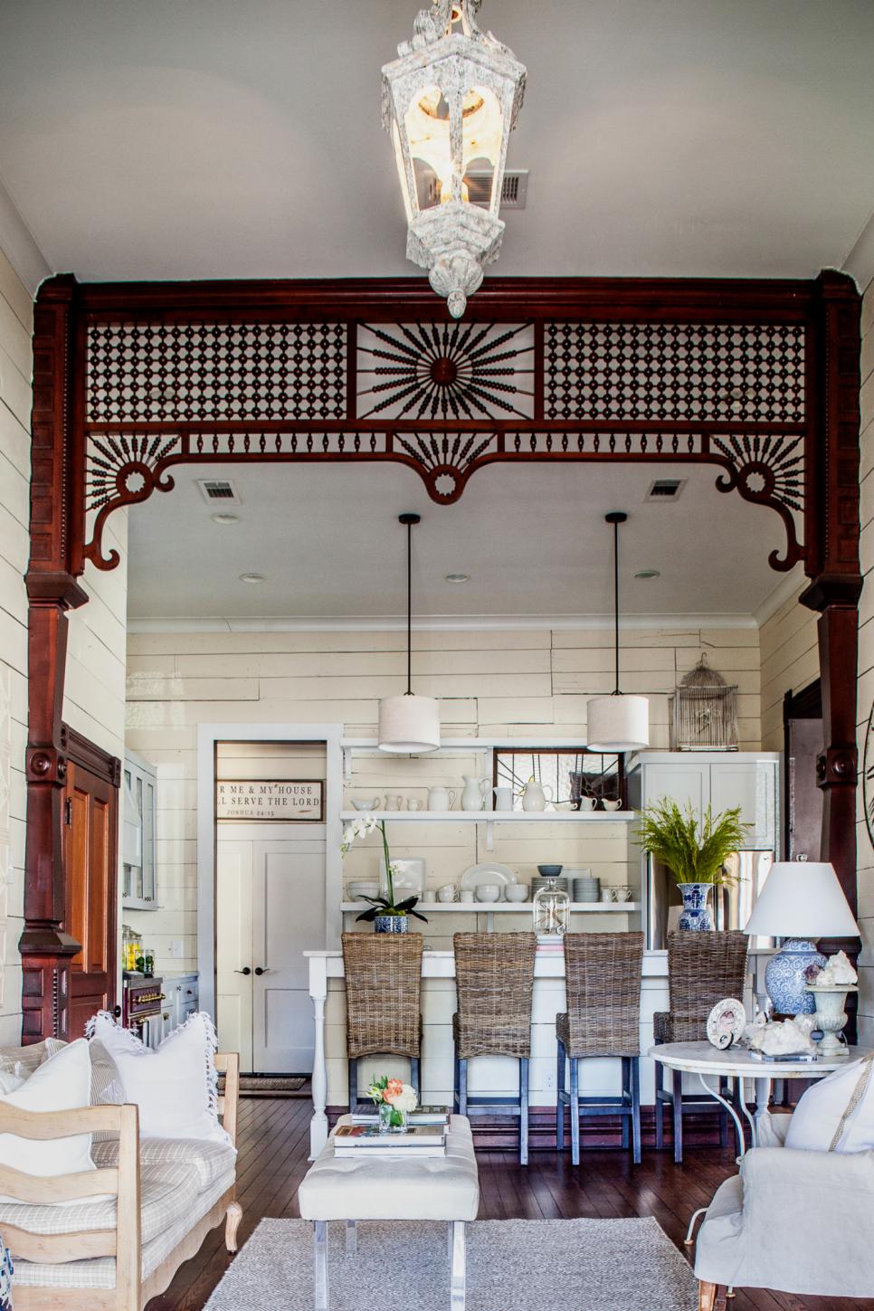 living kitchen country entry wood decorative hgtv archway frye drake