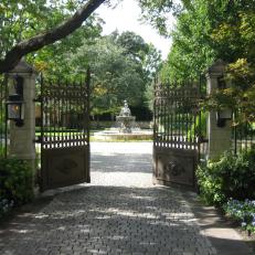 Natural Stone Driveway and Wrought Iron Gates