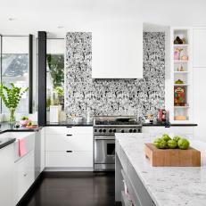 Modern Kitchen with Graphic Black-and-White Backsplash
