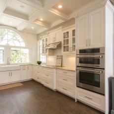 Bright & Airy Kitchen With Updated Appliances & Striking Coffered Ceiling