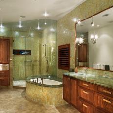 Contemporary Bathroom with Stunning Accent Wall