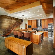 Canal Front Residence: Family Room and Kitchen 