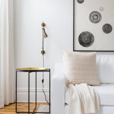 White, Minimalist Living Room With Bold Artwork
