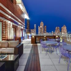 Neutral Urban Roof Deck With Fire Pit