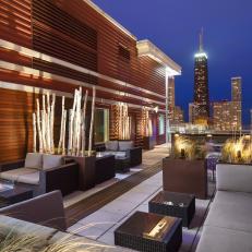 Large Urban Roof Deck at Night