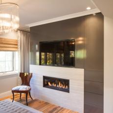 Wall With Gas Fireplace and TV