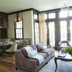 Neutral Traditional Living Room With Corner Banquette