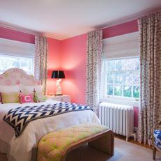 Pink Contemporary Bedroom With Bench