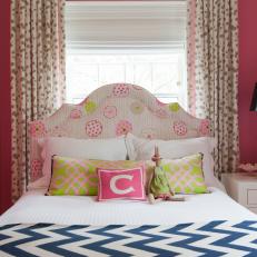 Pink Contemporary Bedroom With Rabbit Lamp