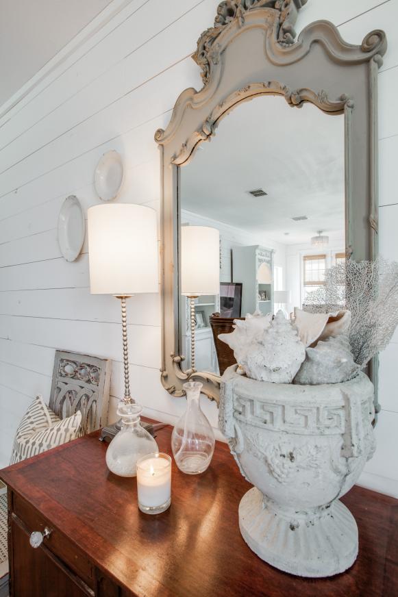 Coastal Vignette With Mirror and Seashells