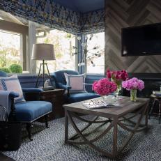 Transitional Blue Living Room