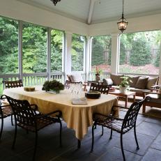 Traditional Screen Porch With Dining Table