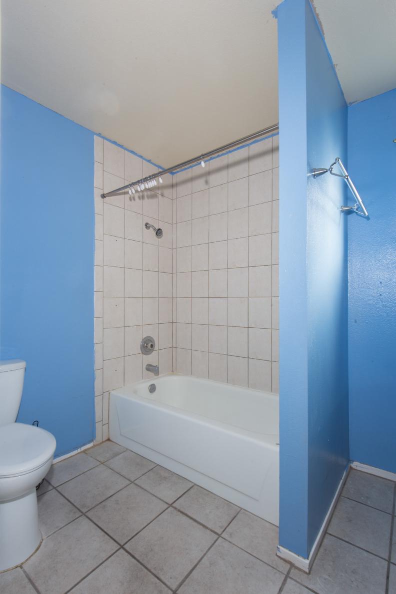 As seen on Brother vs. Brother, the master bathroom in this Las Vegas home, 
before the renovations by Drew Scott. (Before 2).