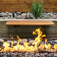 Outdoor Living Space With Modern Style Fire Pit 