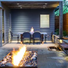Urban Outdoor Entertaining Space ith Modern Fire Pit