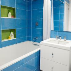  Contemporary Blue Tiled Bathroom