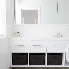New York Penthouse Modern White Bathroom With Glass Tile Floor
