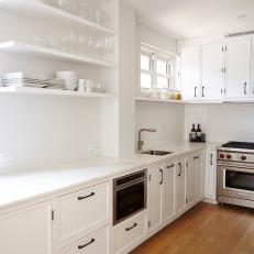 Bright White Contemporary Kitchen With Open Shelving