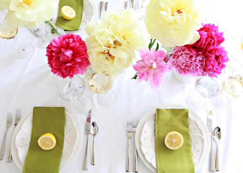 Summer Tablescape With Vibrant Floral Centerpiece