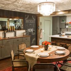 Pub-Style Dining Room Opens to Kitchen