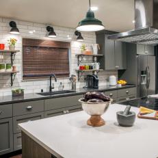 Open Floor Plan Kitchen Mixes Rustic and Industrial Styles