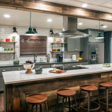 Reclaimed Wood Island Takes Centerstage in Rustic Kitchen