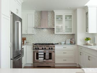 White Kitchen With Stainless Steel Fridge 