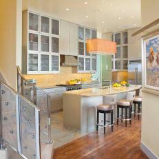 Contemporary Eat-In Kitchen Features Soothing Color Palette