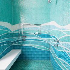 Ocean-Inspired Mosaic Tile Shower
