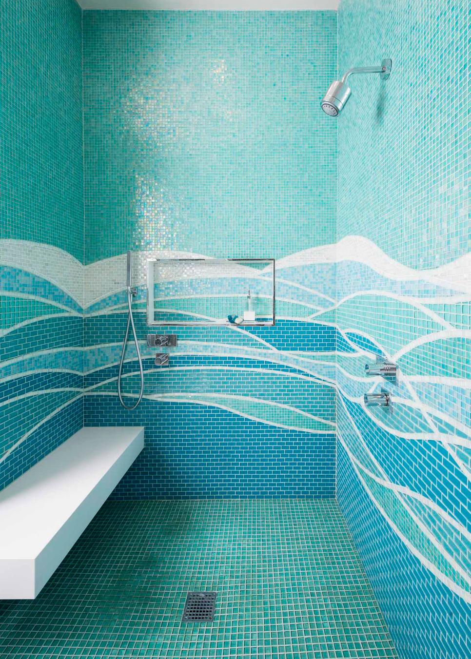 Ocean-Inspired Mosaic Tile Shower | HGTV