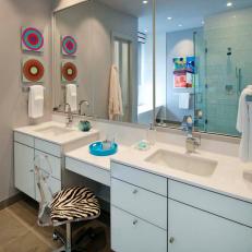 Contemporary Kid's Bathroom With Double Vanity