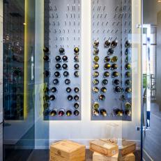 Modern Custom Wine Storage With Glass Doors And Cooling Features