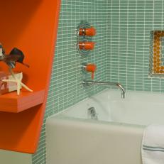 Contemporary Orange and Blue Shower