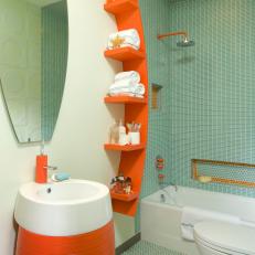 Contemporary Orange and Blue Kid's Bathroom