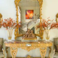 Antique Gilded Mirror in Traditional Entry