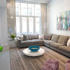 Gray Modern Living Room With Multicolored Art
