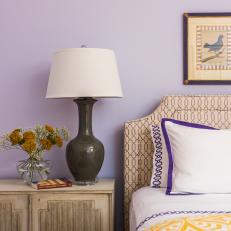 Neutral Nightstand and Graphic Print Headboard