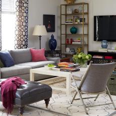 Multicolored Eclectic Living Room With White Coffee Table