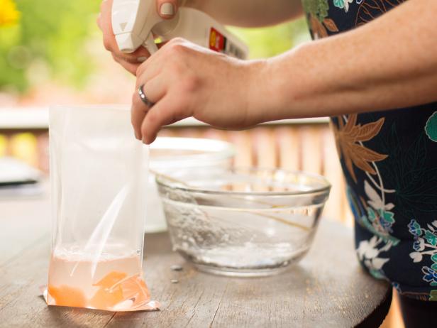 Spray the inside of the bag with alcohol to remove any bubbles.