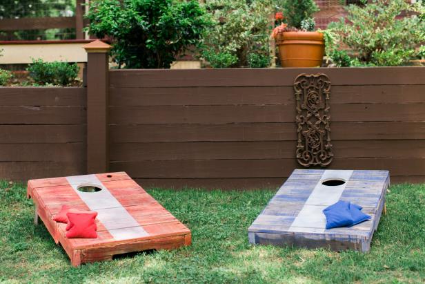 Red and Blue Corn Hole Boards 