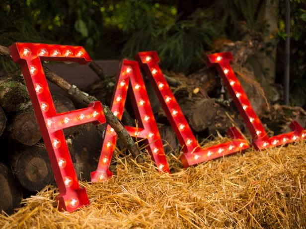 Red Marquee Letters Spelling "Fall"