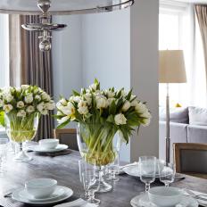 Fresh-Cut Flowers Liven Transitional Dining Room