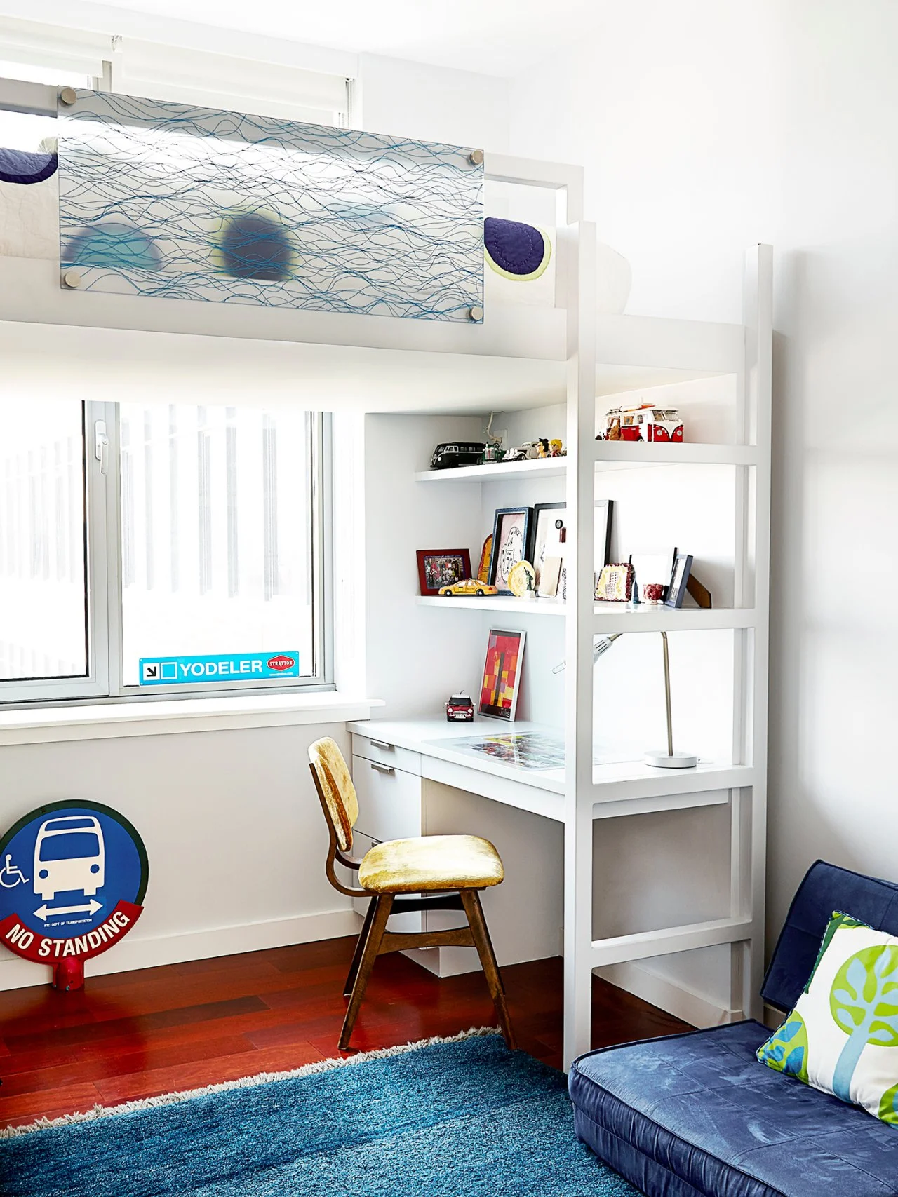 Kids room with loft bed sales