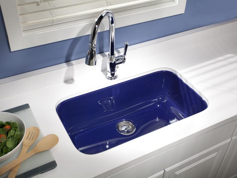 Blue Porcelain-Coated Stainless Steel Sink
