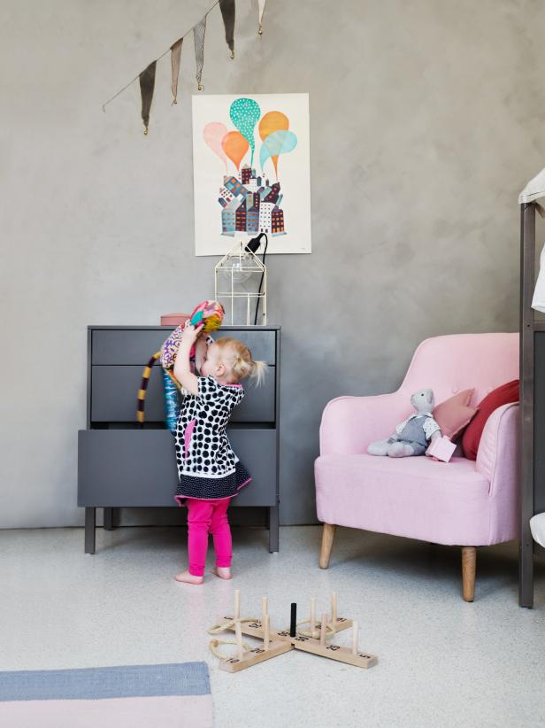 Versatile Gray Dresser in Kid's Room