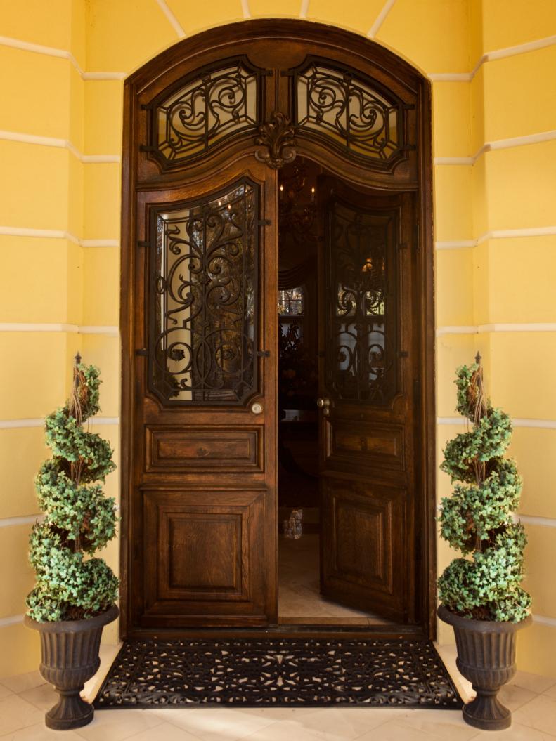 Ornate Door with Topiaries