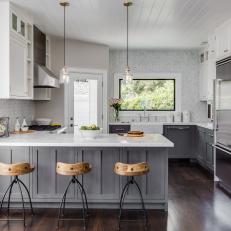 Gray and White Country Kitchen With a Contemporary Punch
