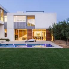 Rectangular Pool Compliments Clean Lines of Modern Home