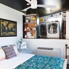 Walk-In Closet & Laundry Area in Tiny Bedroom